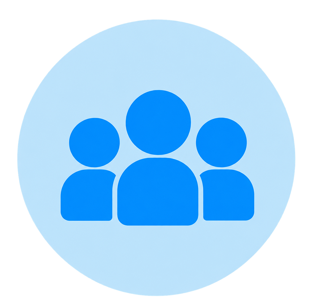 Blue group of people in a light-blue circle